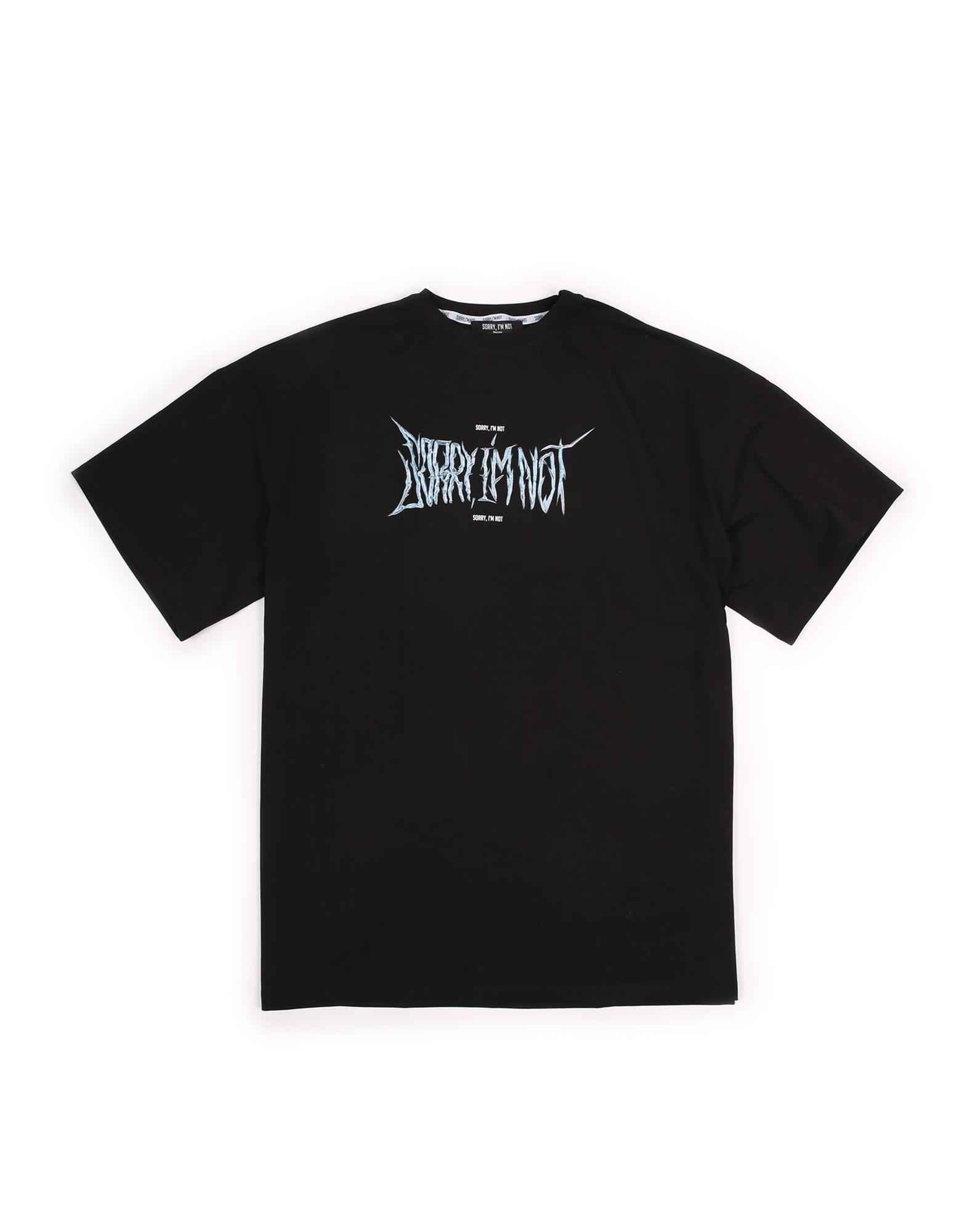 T Shirt Black Metal Oversized Sorryiamnot