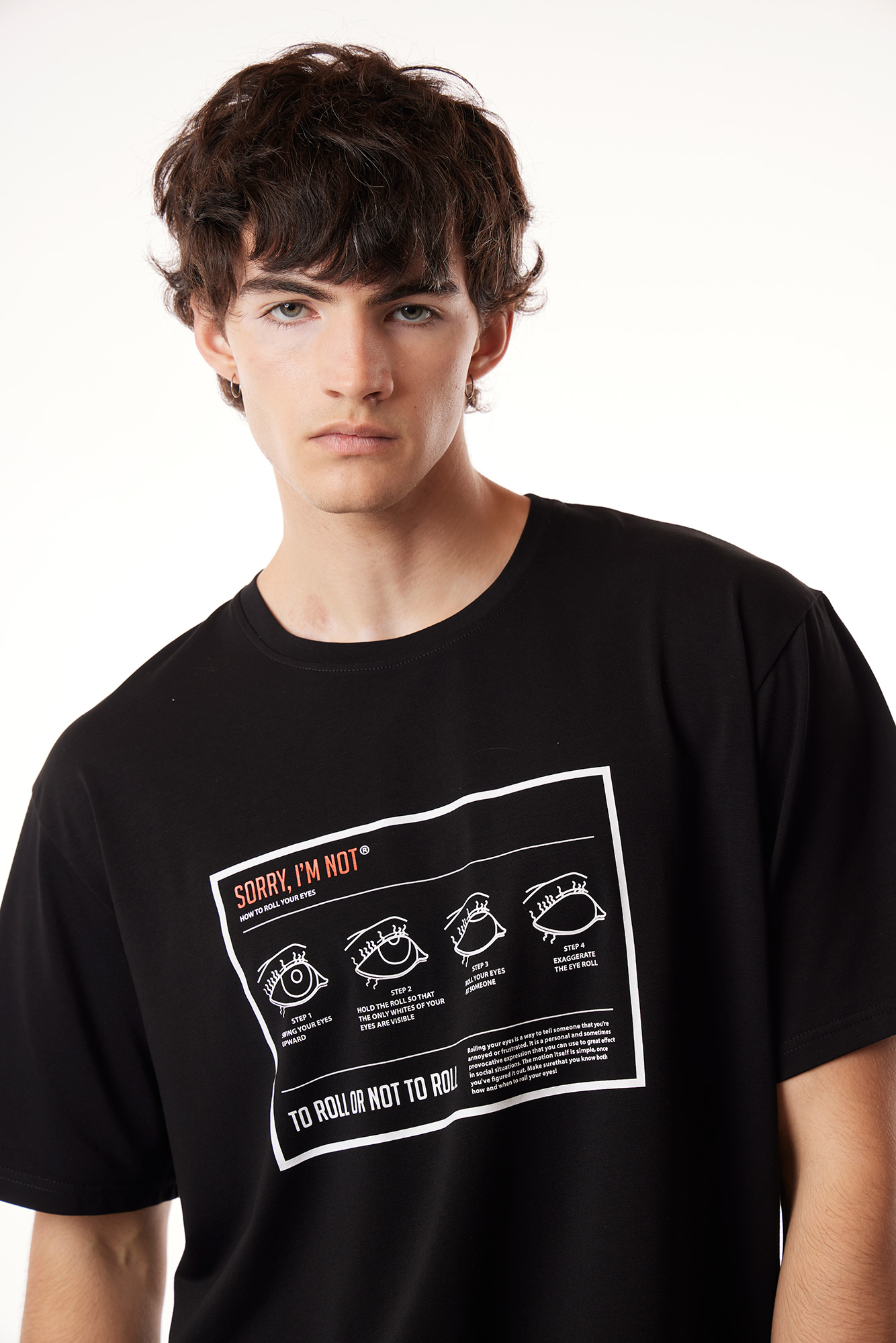 T-shirt EYE ROLLING BASIC SORRY, I'M NOT™, man., colour black